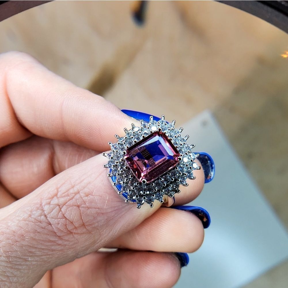 NWOT 925 Sterling Silver Pink Morganite Ring - Picture 11 of 16